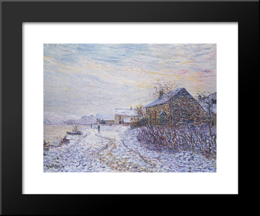 Snow Rifts Near The Seine 20x24 Black Modern Wood Framed Art Print Poster by Loiseau, Gustave