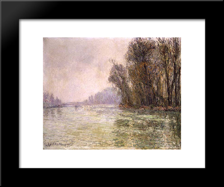 The Oise In Winter 20x24 Black Modern Wood Framed Art Print Poster by Loiseau, Gustave