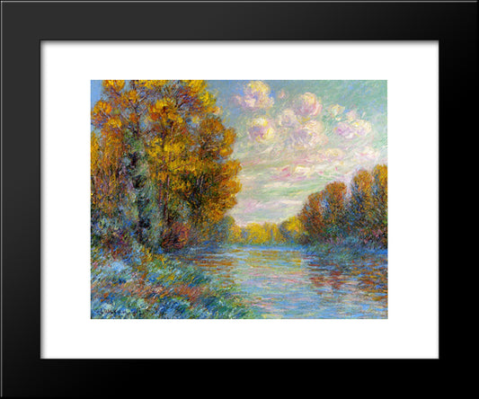 The River In Autumn 20x24 Black Modern Wood Framed Art Print Poster by Loiseau, Gustave