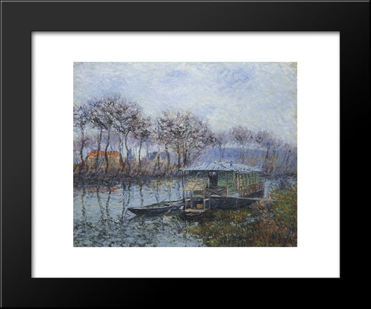 The Seine At Port Marly 20x24 Black Modern Wood Framed Art Print Poster by Loiseau, Gustave