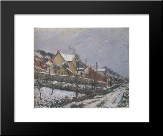 Village In Snow 20x24 Black Modern Wood Framed Art Print Poster by Loiseau, Gustave