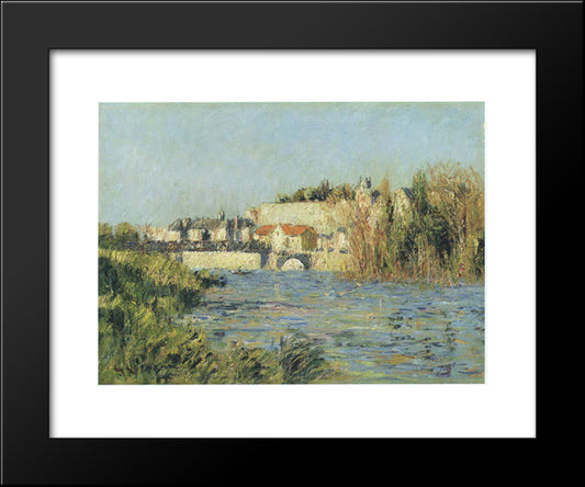 Village In Sun On The River 20x24 Black Modern Wood Framed Art Print Poster by Loiseau, Gustave