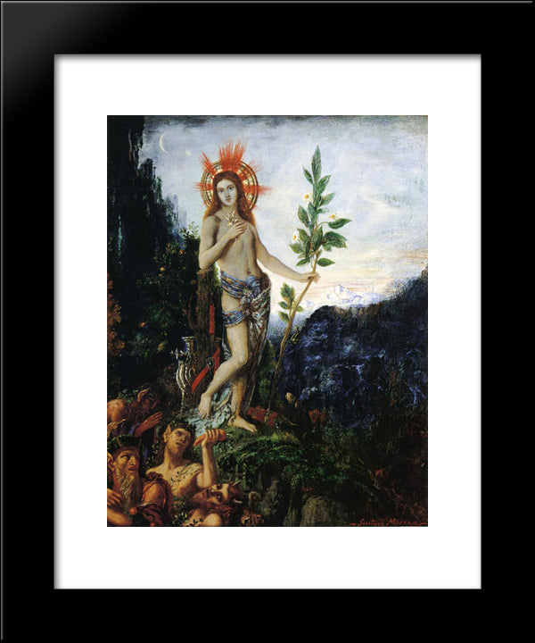 Apollo Receiving The Shepherds' Offerings 20x24 Black Modern Wood Framed Art Print Poster by Moreau, Gustave