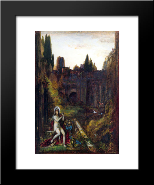 Bathsheba 20x24 Black Modern Wood Framed Art Print Poster by Moreau, Gustave