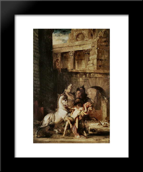 Diomedes Being Eaten By His Horses 20x24 Black Modern Wood Framed Art Print Poster by Moreau, Gustave