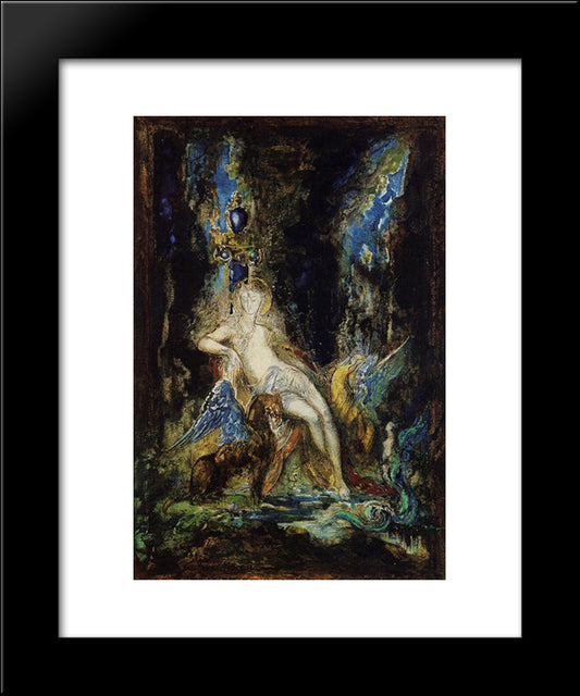 Fairy And Griffon 20x24 Black Modern Wood Framed Art Print Poster by Moreau, Gustave