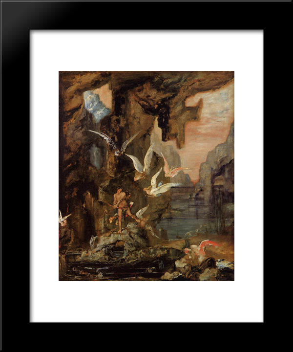 Hercules At Lake Stymphalos 20x24 Black Modern Wood Framed Art Print Poster by Moreau, Gustave