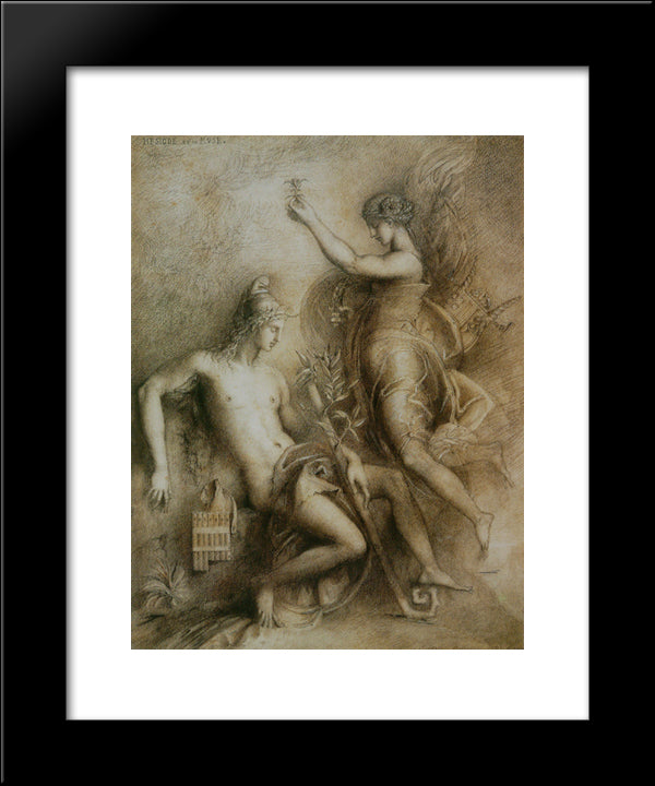 Hesiod And The Muse 20x24 Black Modern Wood Framed Art Print Poster by Moreau, Gustave