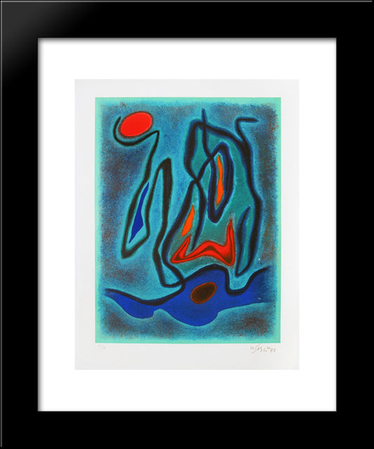 Composition On Green Bottom 20x24 Black Modern Wood Framed Art Print Poster by Singier, Gustave