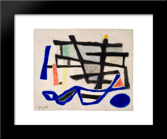 Estacade Baigneuse 20x24 Black Modern Wood Framed Art Print Poster by Singier, Gustave