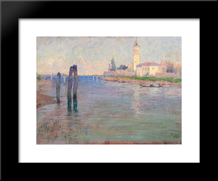 The Gondolier, Venice 20x24 Black Modern Wood Framed Art Print Poster by Rose, Guy