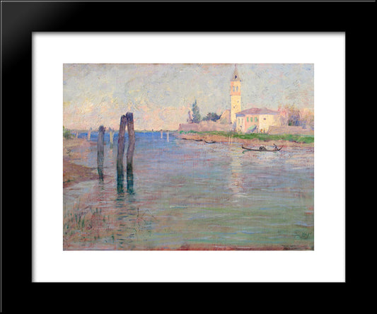 The Gondolier, Venice 20x24 Black Modern Wood Framed Art Print Poster by Rose, Guy