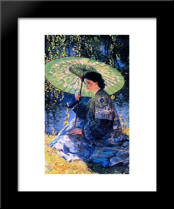 The Green Parasol 20x24 Black Modern Wood Framed Art Print Poster by Rose, Guy