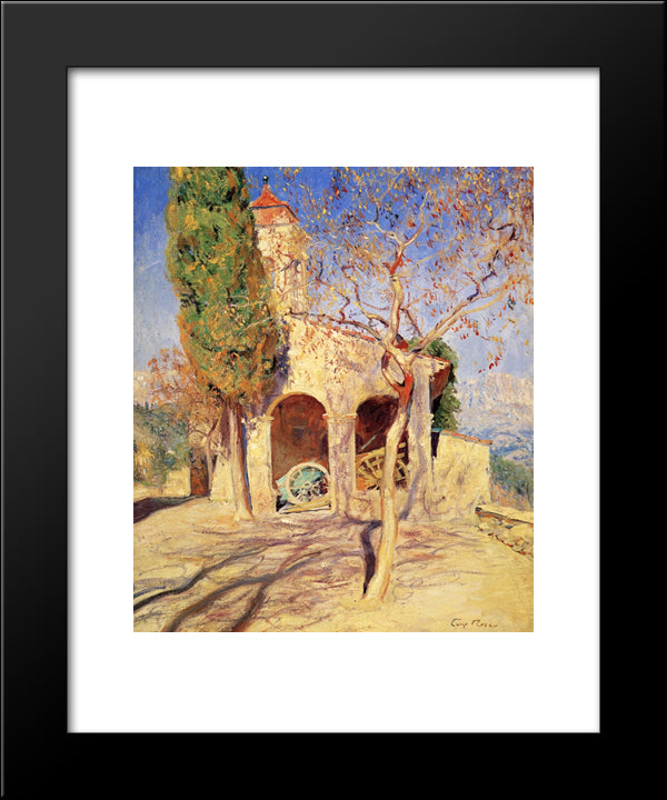 The Old Church At Cagnes 20x24 Black Modern Wood Framed Art Print Poster by Rose, Guy