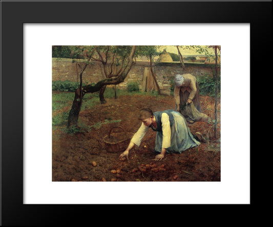 The Potato Gatherers 20x24 Black Modern Wood Framed Art Print Poster by Rose, Guy