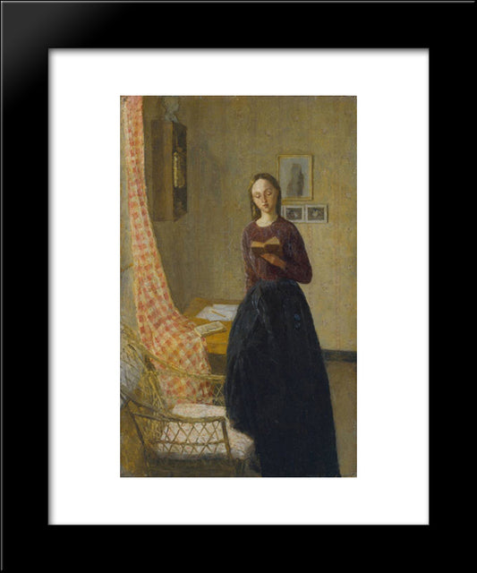 A Lady Reading 20x24 Black Modern Wood Framed Art Print Poster by John, Gwen