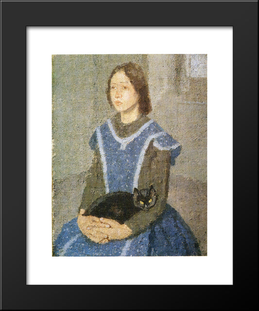 Girl With Cat 20x24 Black Modern Wood Framed Art Print Poster by John, Gwen