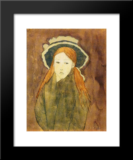 Little Girl Wearing Large Hat 20x24 Black Modern Wood Framed Art Print Poster by John, Gwen