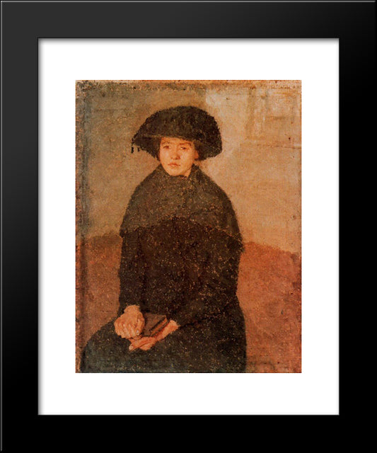 Young Woman Wearing A Large Hat 20x24 Black Modern Wood Framed Art Print Poster by John, Gwen