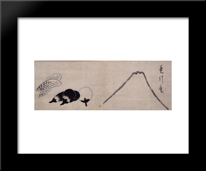 Mount Fuji And Eggplants 20x24 Black Modern Wood Framed Art Print Poster by Hakuin, Ekaku