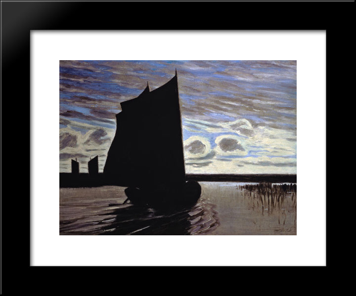 Barque On The River Hamme 20x24 Black Modern Wood Framed Art Print Poster by Hans am Ende