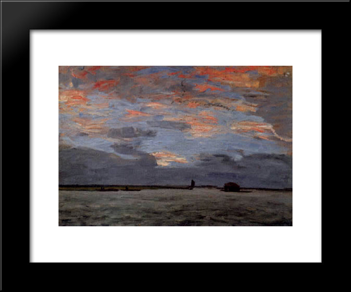 Torfkahne Auf Der Hamme 20x24 Black Modern Wood Framed Art Print Poster by Hans am Ende