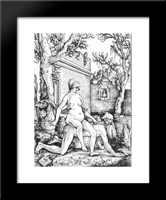 Aristotle And Phyllis 20x24 Black Modern Wood Framed Art Print Poster by Baldung, Hans