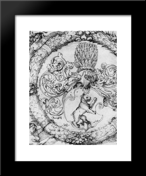 Coat Of Arms Basler Adelberg Iii Of Bear Rock, Lord Arisdorf 20x24 Black Modern Wood Framed Art Print Poster by Baldung, Hans