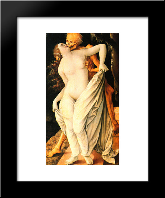 Death And Wife 20x24 Black Modern Wood Framed Art Print Poster by Baldung, Hans