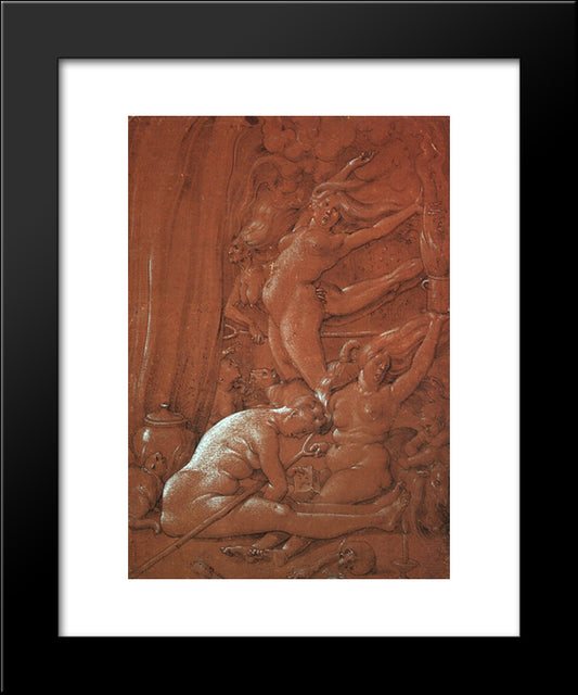 Departing For The Sabbath 20x24 Black Modern Wood Framed Art Print Poster by Baldung, Hans