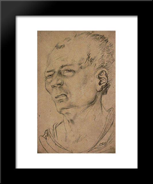Head Of Man 20x24 Black Modern Wood Framed Art Print Poster by Baldung, Hans