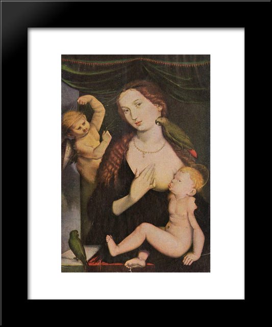 Madonna With The Parrots 20x24 Black Modern Wood Framed Art Print Poster by Baldung, Hans