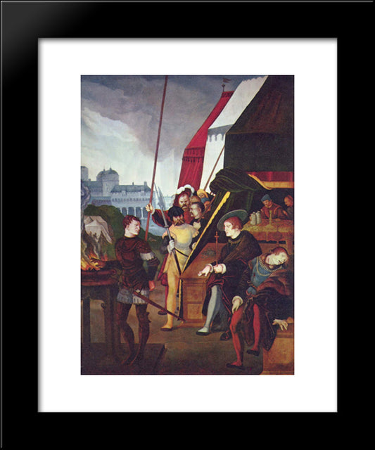 Mucius Scaevola 20x24 Black Modern Wood Framed Art Print Poster by Baldung, Hans