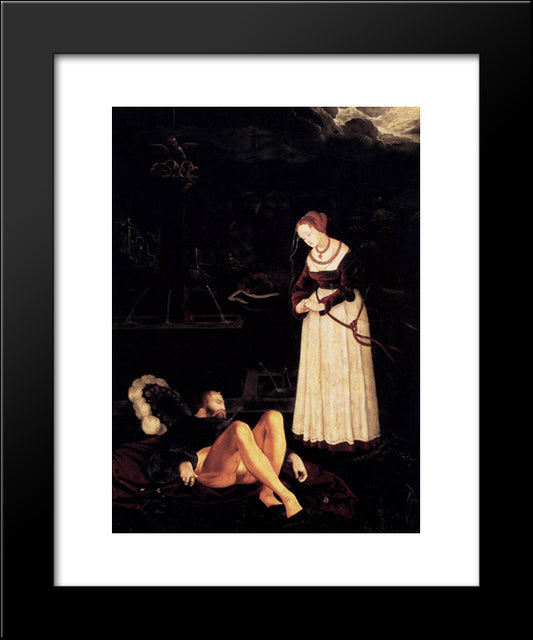 Pyramus And Thisbe 20x24 Black Modern Wood Framed Art Print Poster by Baldung, Hans