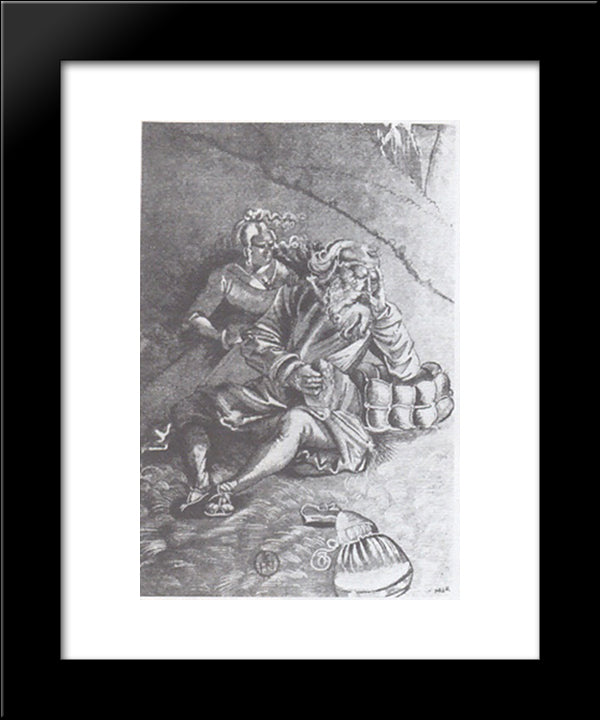 Resting Couple 20x24 Black Modern Wood Framed Art Print Poster by Baldung, Hans