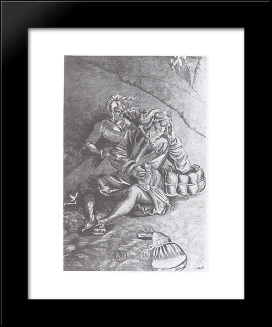 Resting Couple 20x24 Black Modern Wood Framed Art Print Poster by Baldung, Hans