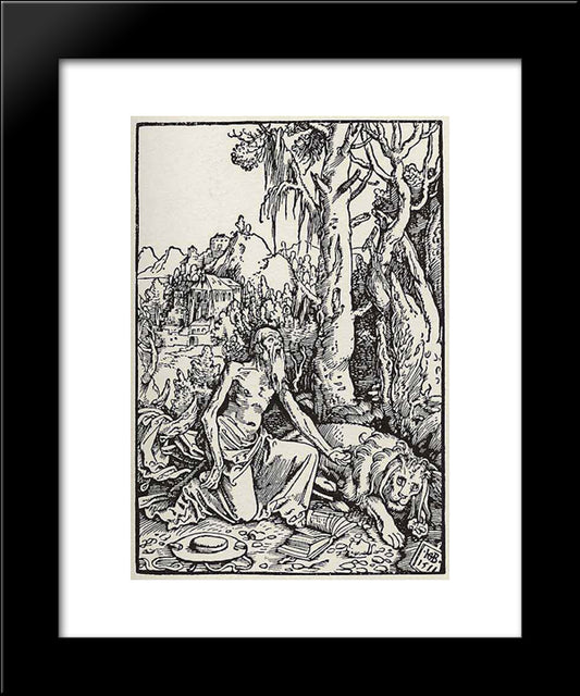 St. Jerome 20x24 Black Modern Wood Framed Art Print Poster by Baldung, Hans