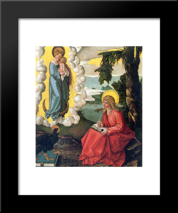 St John At Patmos 20x24 Black Modern Wood Framed Art Print Poster by Baldung, Hans