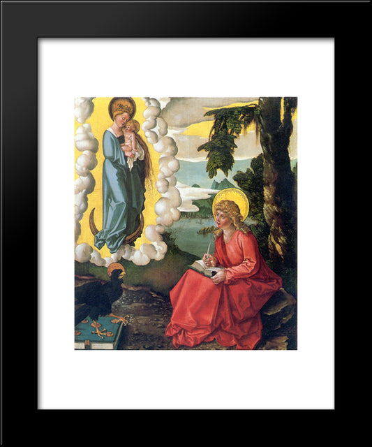 St John At Patmos 20x24 Black Modern Wood Framed Art Print Poster by Baldung, Hans