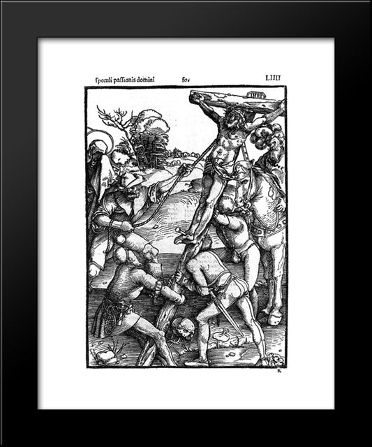 The Erection Of The Cross 20x24 Black Modern Wood Framed Art Print Poster by Baldung, Hans