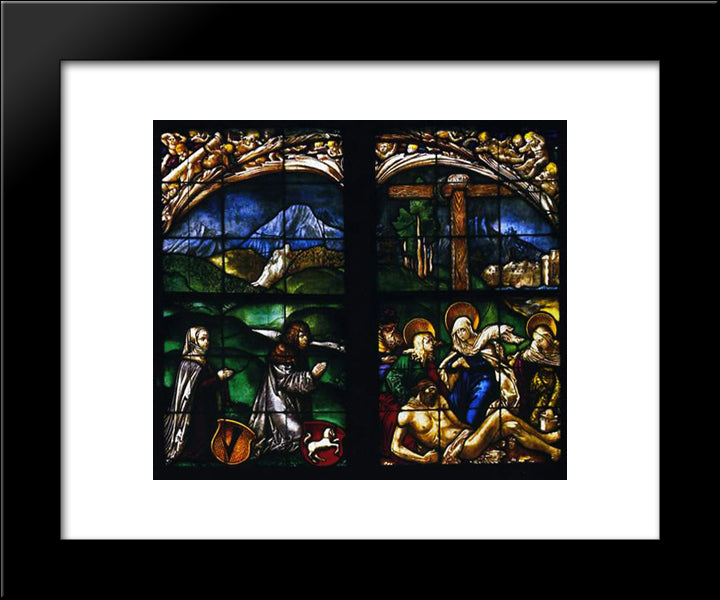 The Stained Glass Windows In The Home Hofer Family Chapel 20x24 Black Modern Wood Framed Art Print Poster by Baldung, Hans