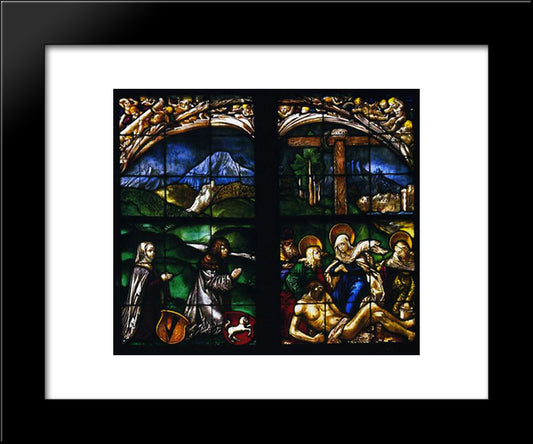 The Stained Glass Windows In The Home Hofer Family Chapel 20x24 Black Modern Wood Framed Art Print Poster by Baldung, Hans
