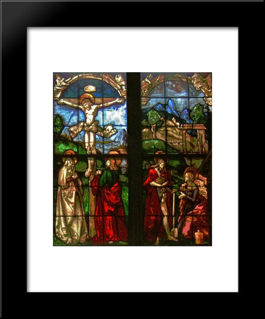 These Stained Glass Windows From The Eastern Side Of The Blumeneck Family Chapel 20x24 Black Modern Wood Framed Art Print Poster by Baldung, Hans