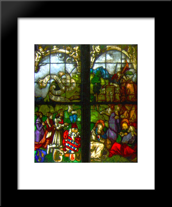 These Stained Glass Windows From The Western Side Of The Blumeneck Family Chapel 20x24 Black Modern Wood Framed Art Print Poster by Baldung, Hans