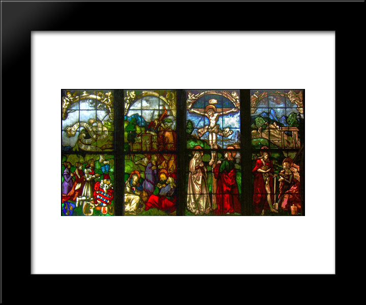 These Stained Glass Windows In The Blumeneck Family Chapel 20x24 Black Modern Wood Framed Art Print Poster by Baldung, Hans