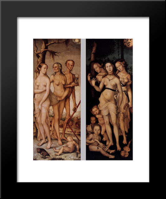 Three Ages Of Man And Three Graces 20x24 Black Modern Wood Framed Art Print Poster by Baldung, Hans