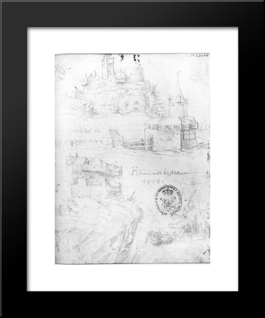 Three Swabian Castles 20x24 Black Modern Wood Framed Art Print Poster by Baldung, Hans