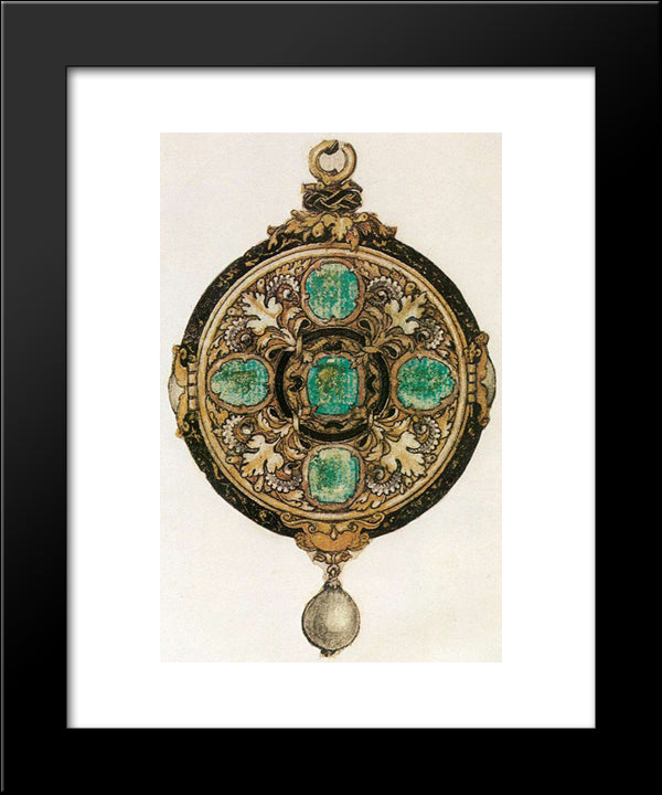 Design For A Pendant 20x24 Black Modern Wood Framed Art Print Poster by Holbein the Younger, Hans