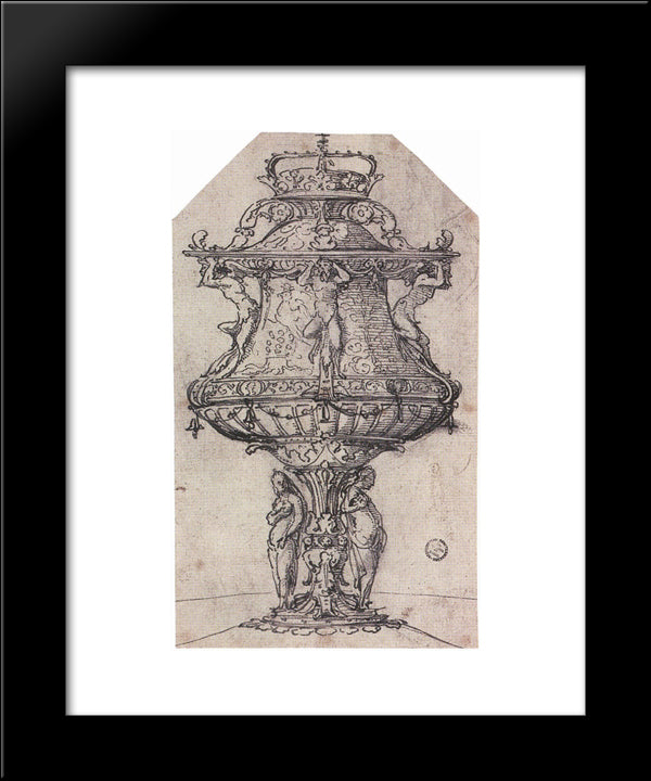 Design For A Table Fountain With The Badge Of Anne Boleyn 20x24 Black Modern Wood Framed Art Print Poster by Holbein the Younger, Hans