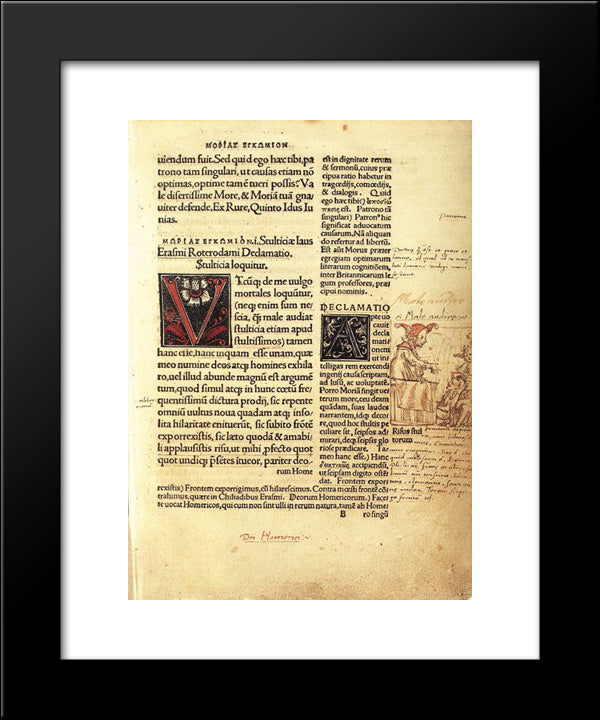 Folly At The Lectern 20x24 Black Modern Wood Framed Art Print Poster by Holbein the Younger, Hans